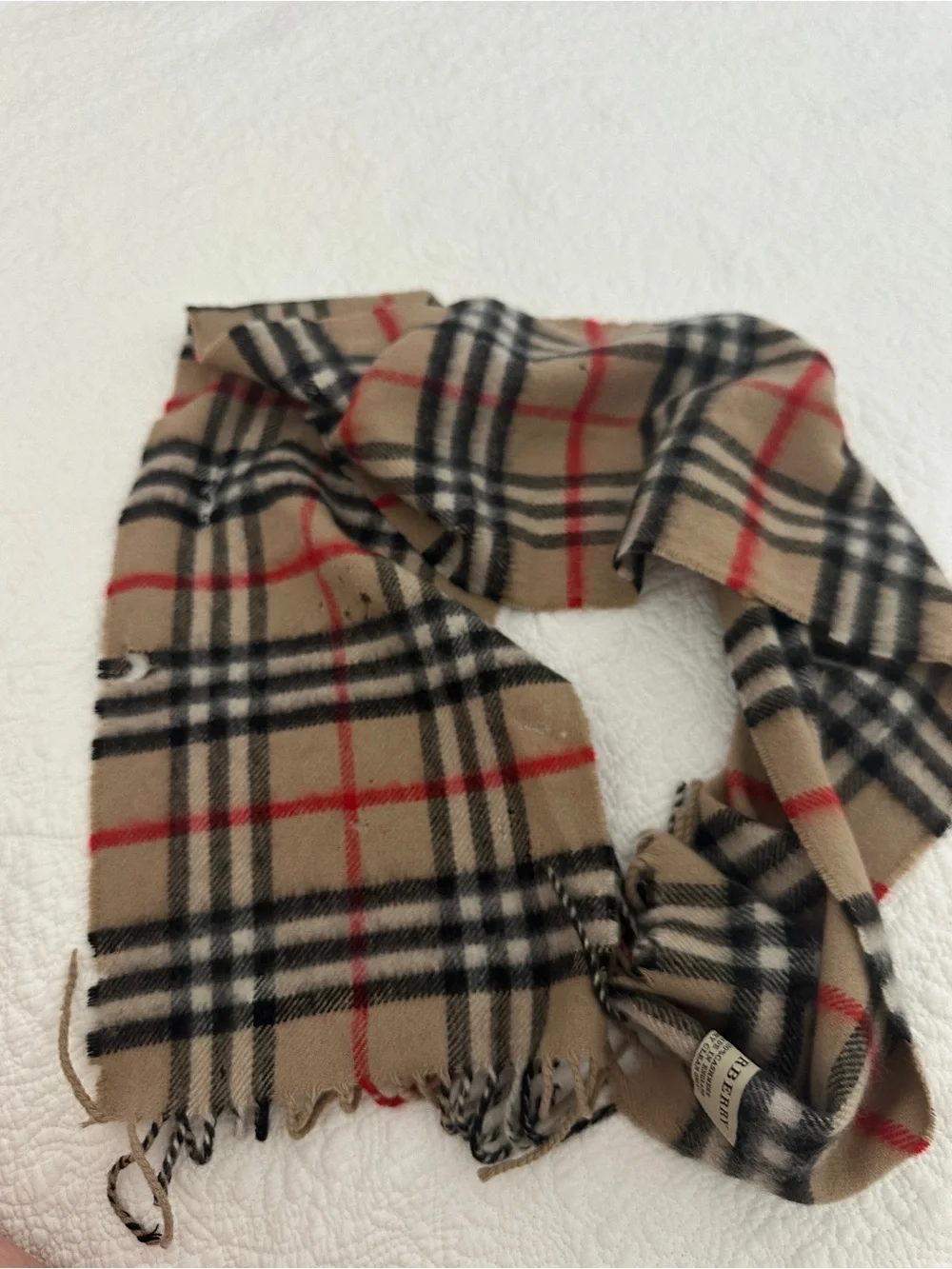 Burberry Nova Tan Plaid Cashmere Scarf 8”x50” - Picture 6 of 12